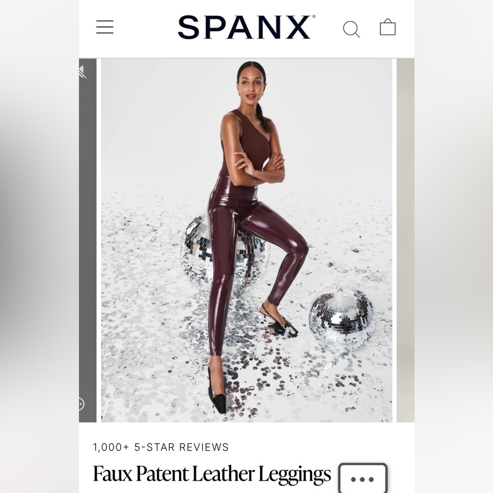 Spanx faux patent leather leggings in Ruby, size XL